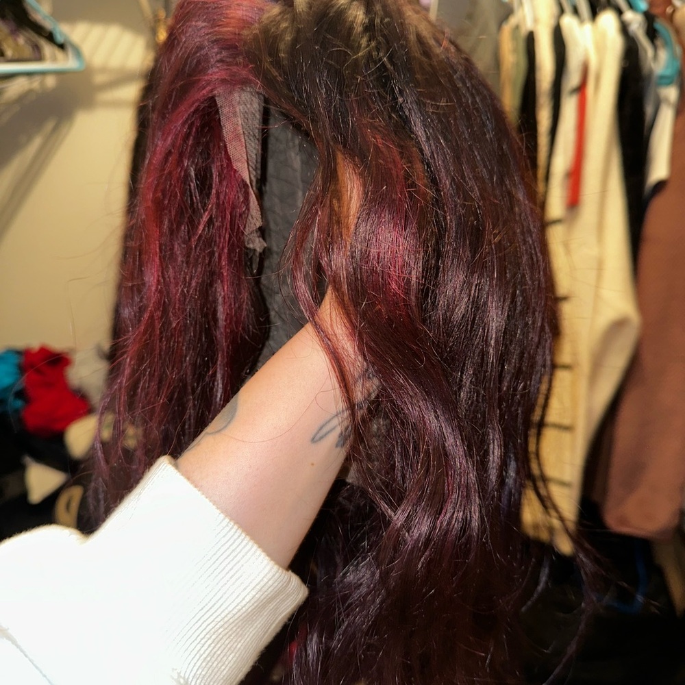Burgundy Red REAL HAIR Wig